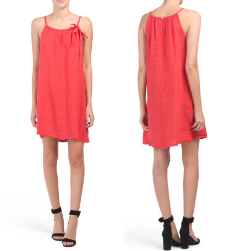 Linen side tie dress